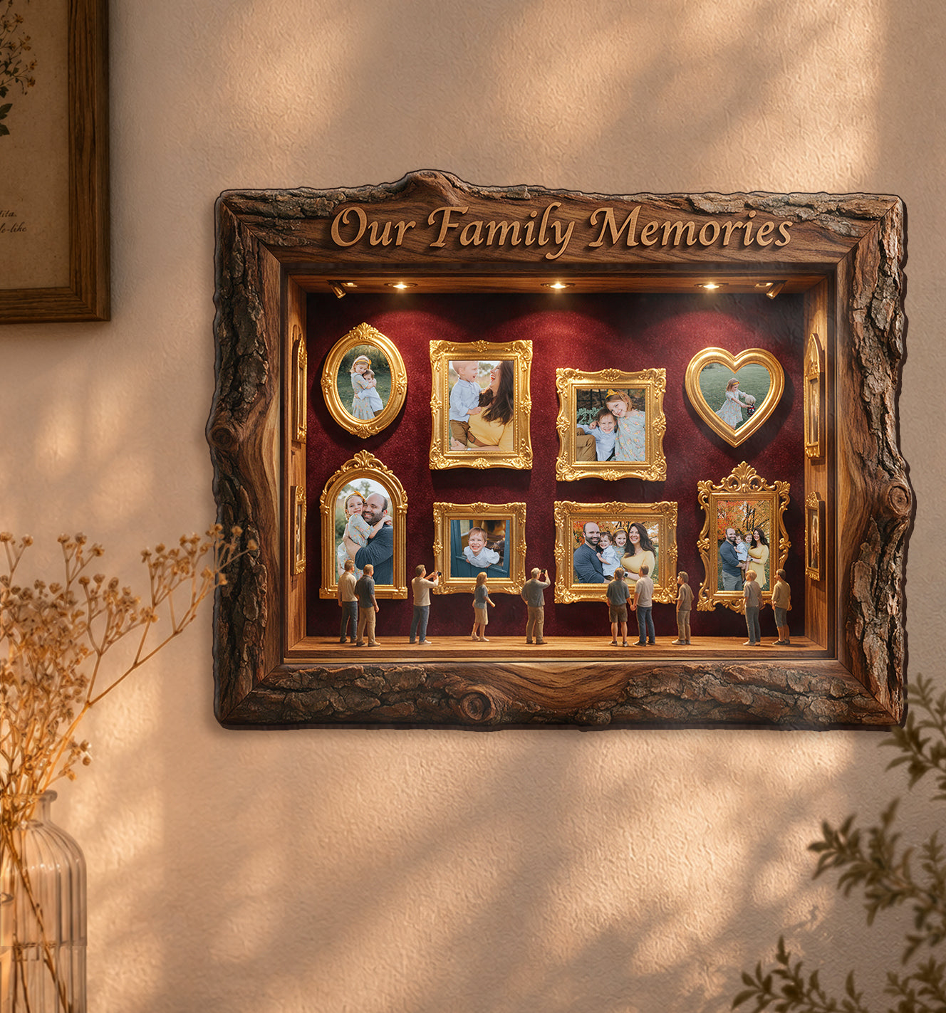 Our Memories - Personalized Family Wooden Light Shadow Box