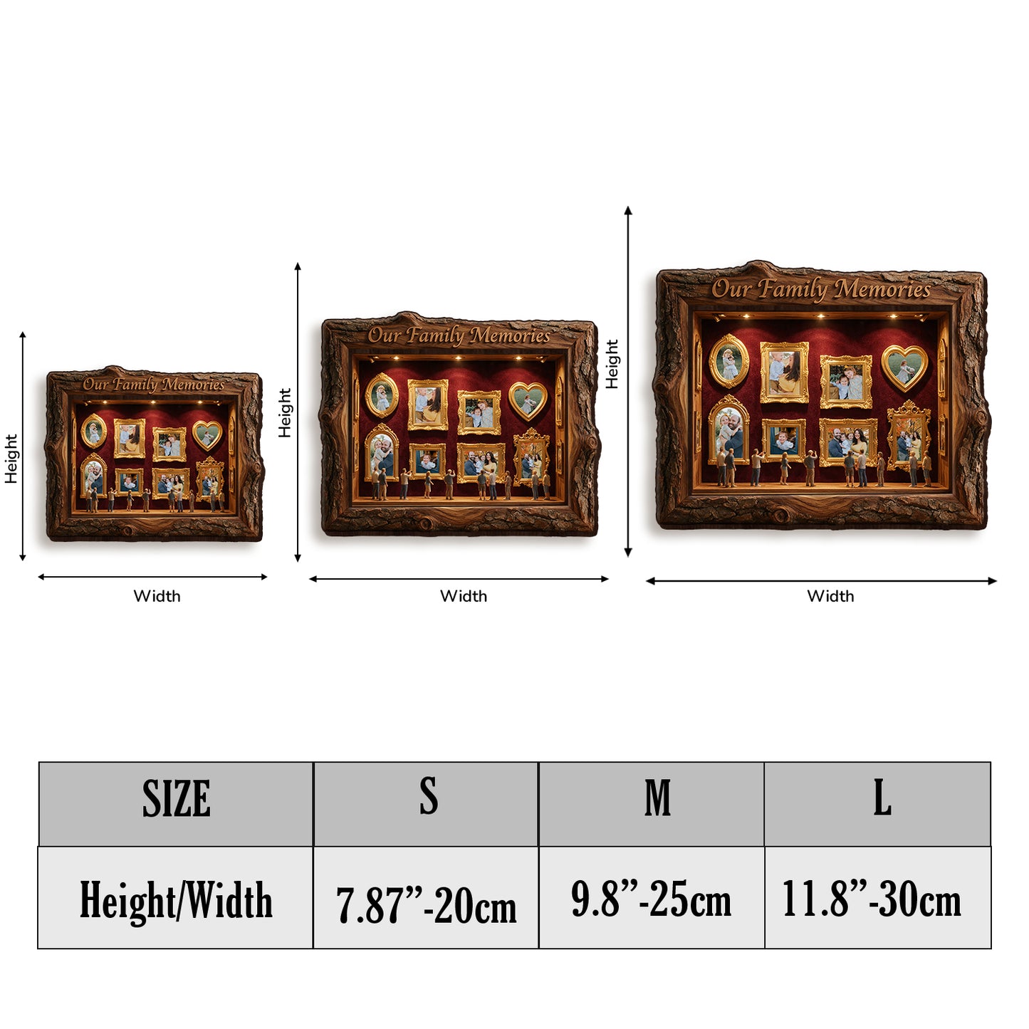 Our Memories - Personalized Family Wooden Light Shadow Box