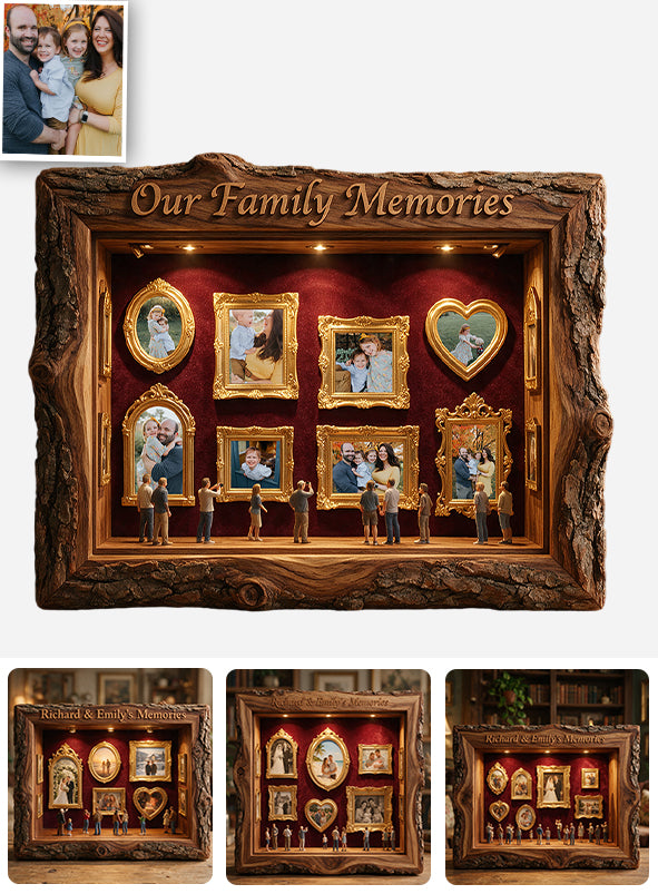 Our Memories - Personalized Family Wooden Light Shadow Box