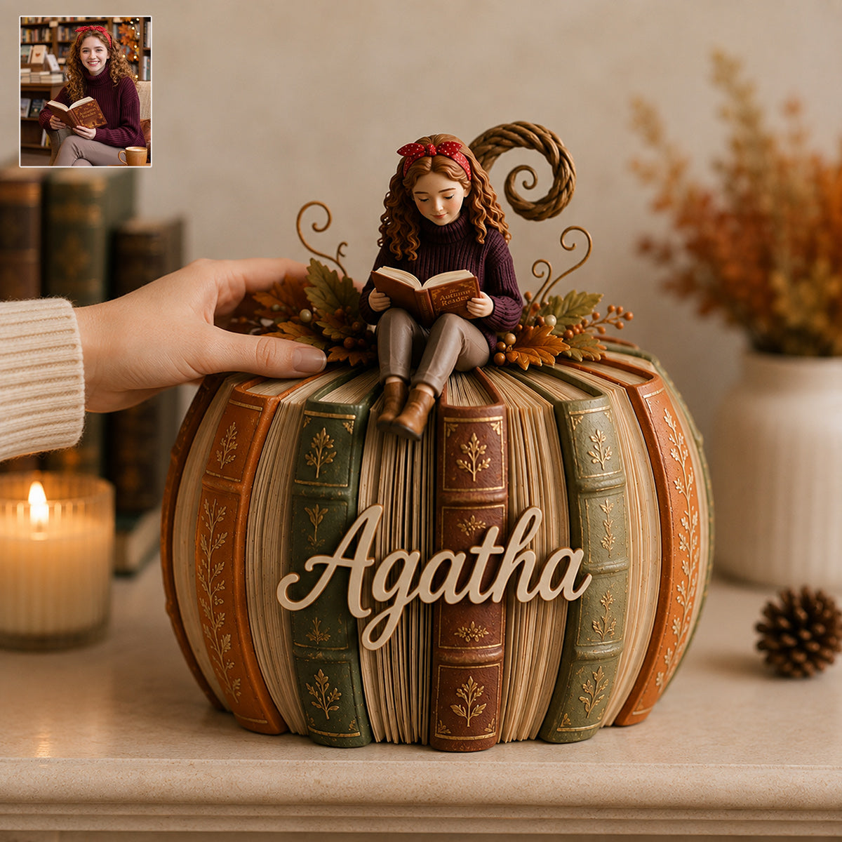 Book Pumpkin - Personalized Book Custom Shaped Wood Plaque