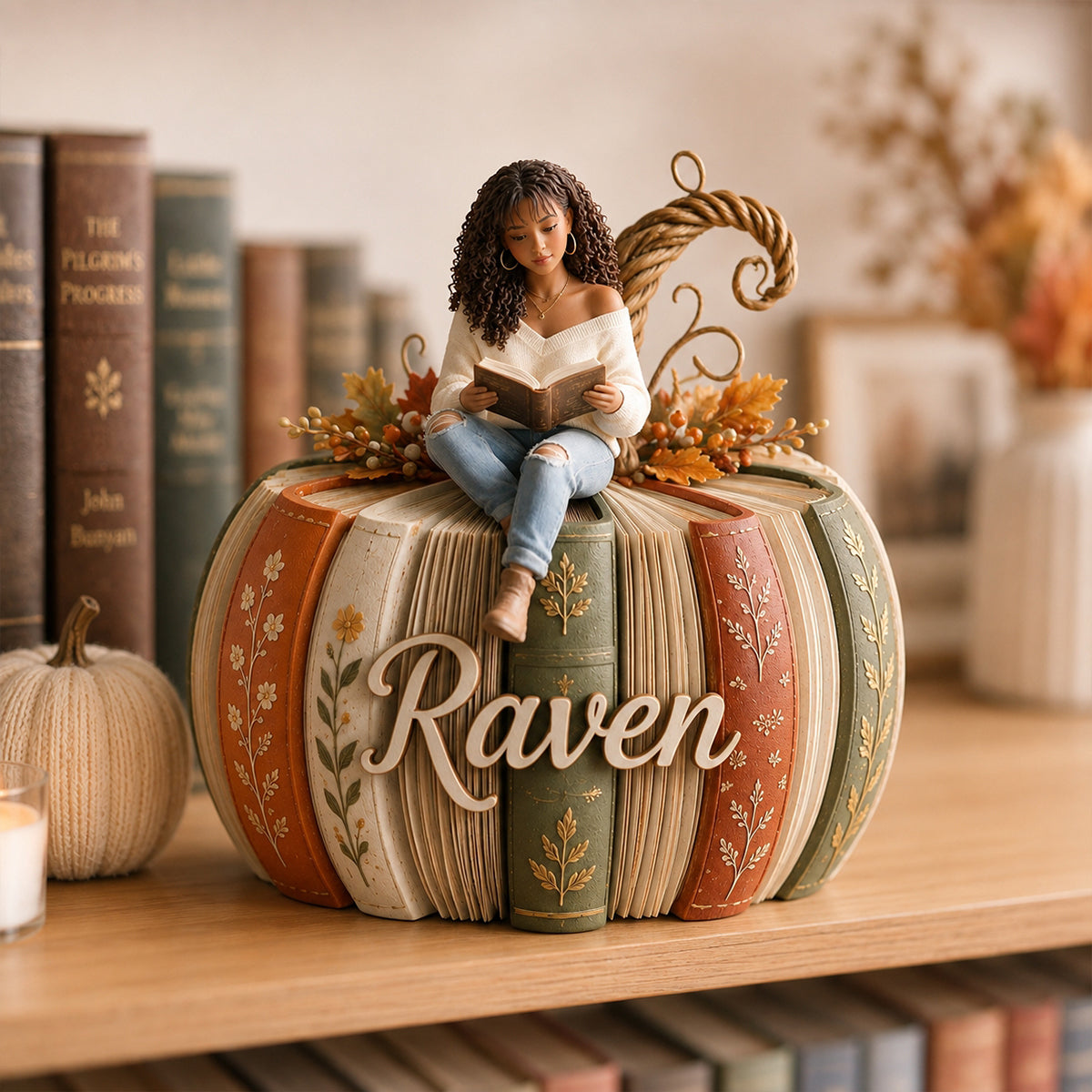 Book Pumpkin - Personalized Book Custom Shaped Wood Plaque
