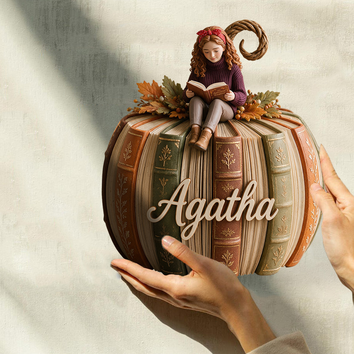 Book Pumpkin - Personalized Book Custom Shaped Wood Plaque