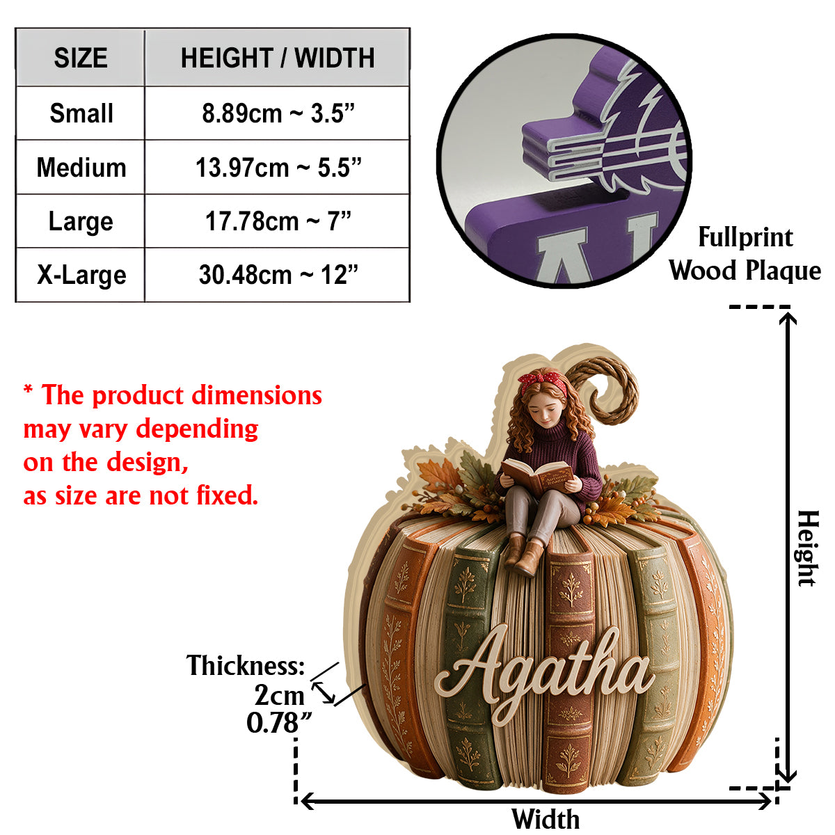 Book Pumpkin - Personalized Book Custom Shaped Wood Plaque