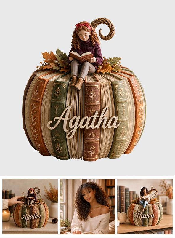 Book Pumpkin - Personalized Book Custom Shaped Wood Plaque