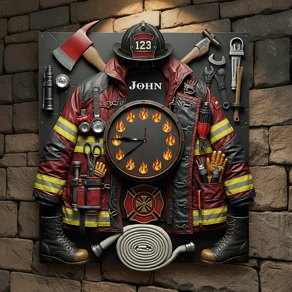 Strong Firefighter - Personalized Firefighter LED Light Wall Clock