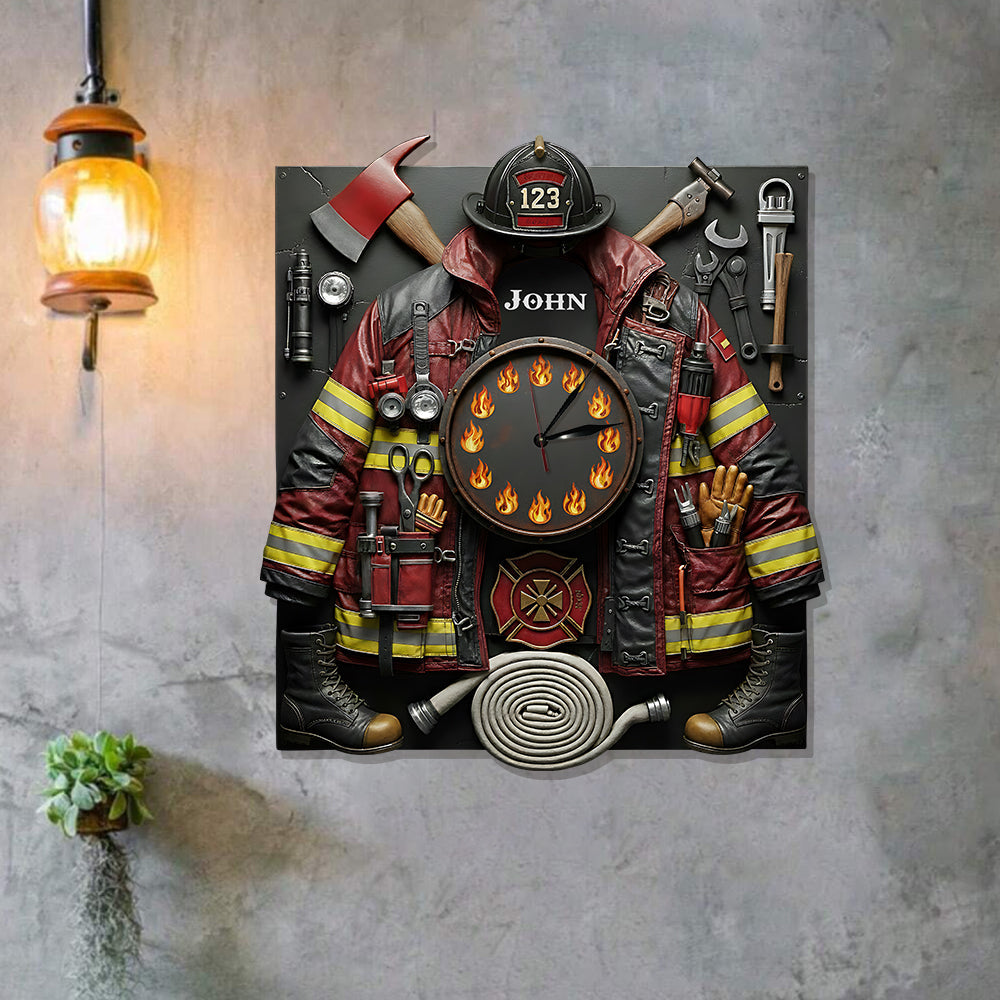 Strong Firefighter - Personalized Firefighter LED Light Wall Clock