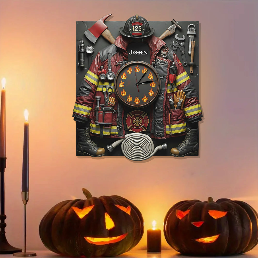 Strong Firefighter - Personalized Firefighter LED Light Wall Clock