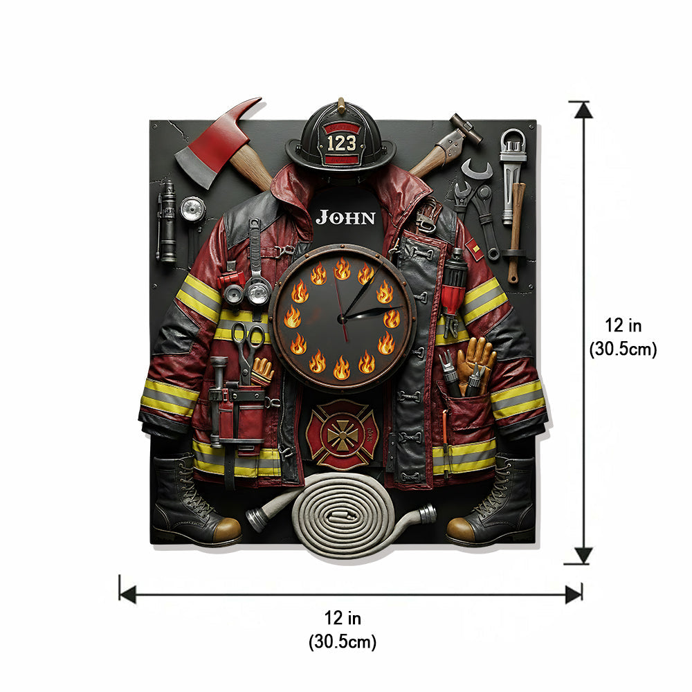 Strong Firefighter - Personalized Firefighter LED Light Wall Clock