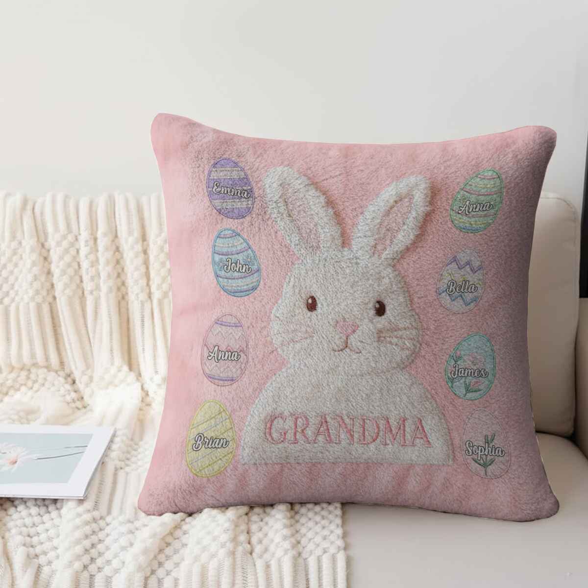 Easter Gift For Grandma, Mom - Personalized Grandma Faux Fur Square Pillow