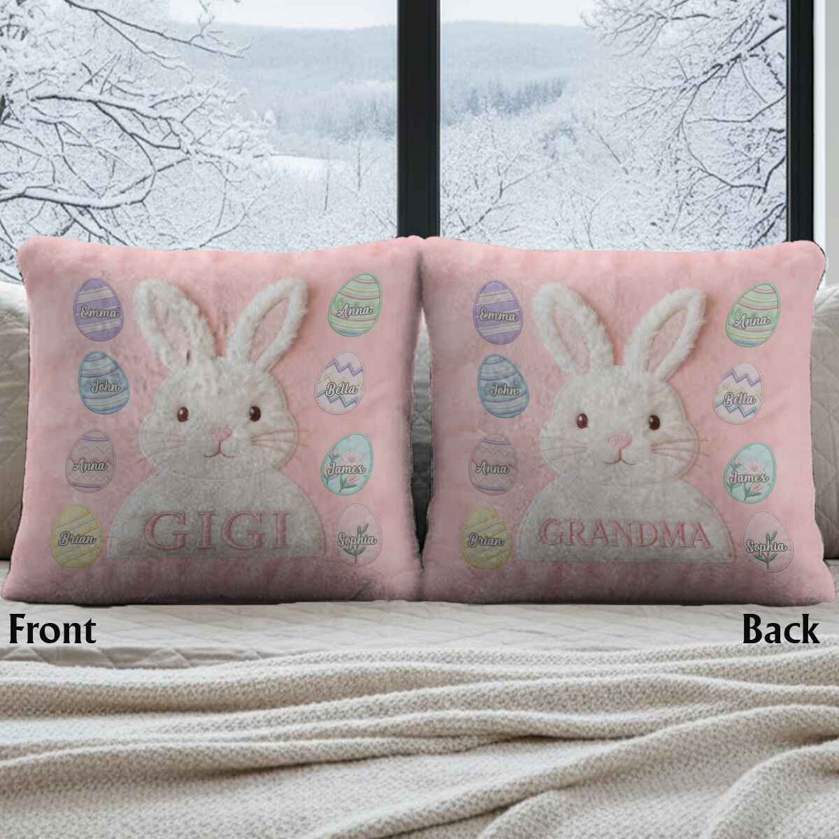 Easter Gift For Grandma, Mom - Personalized Grandma Faux Fur Square Pillow