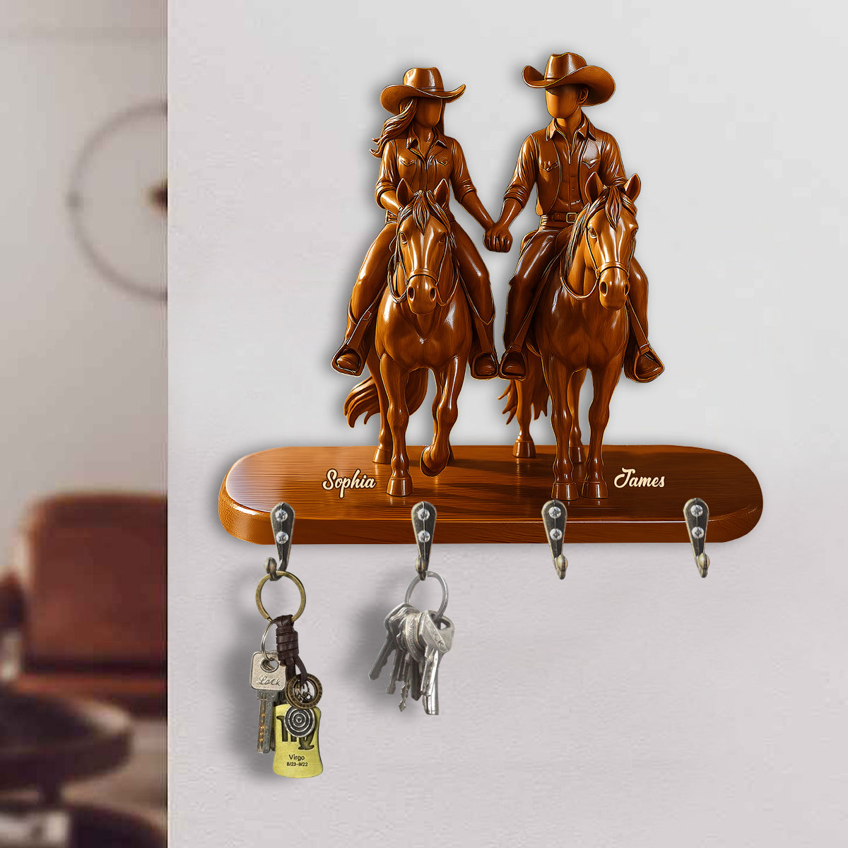 Riding Partners For Life - Personalized Cowgirl Custom Shaped Key Rack