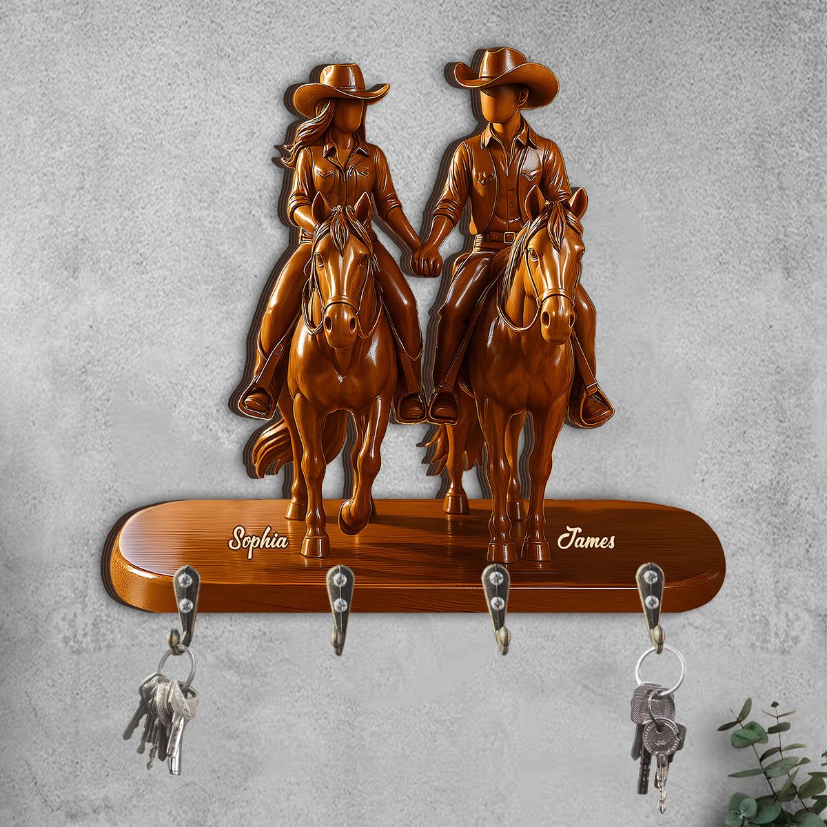 Riding Partners For Life - Personalized Cowgirl Custom Shaped Key Rack