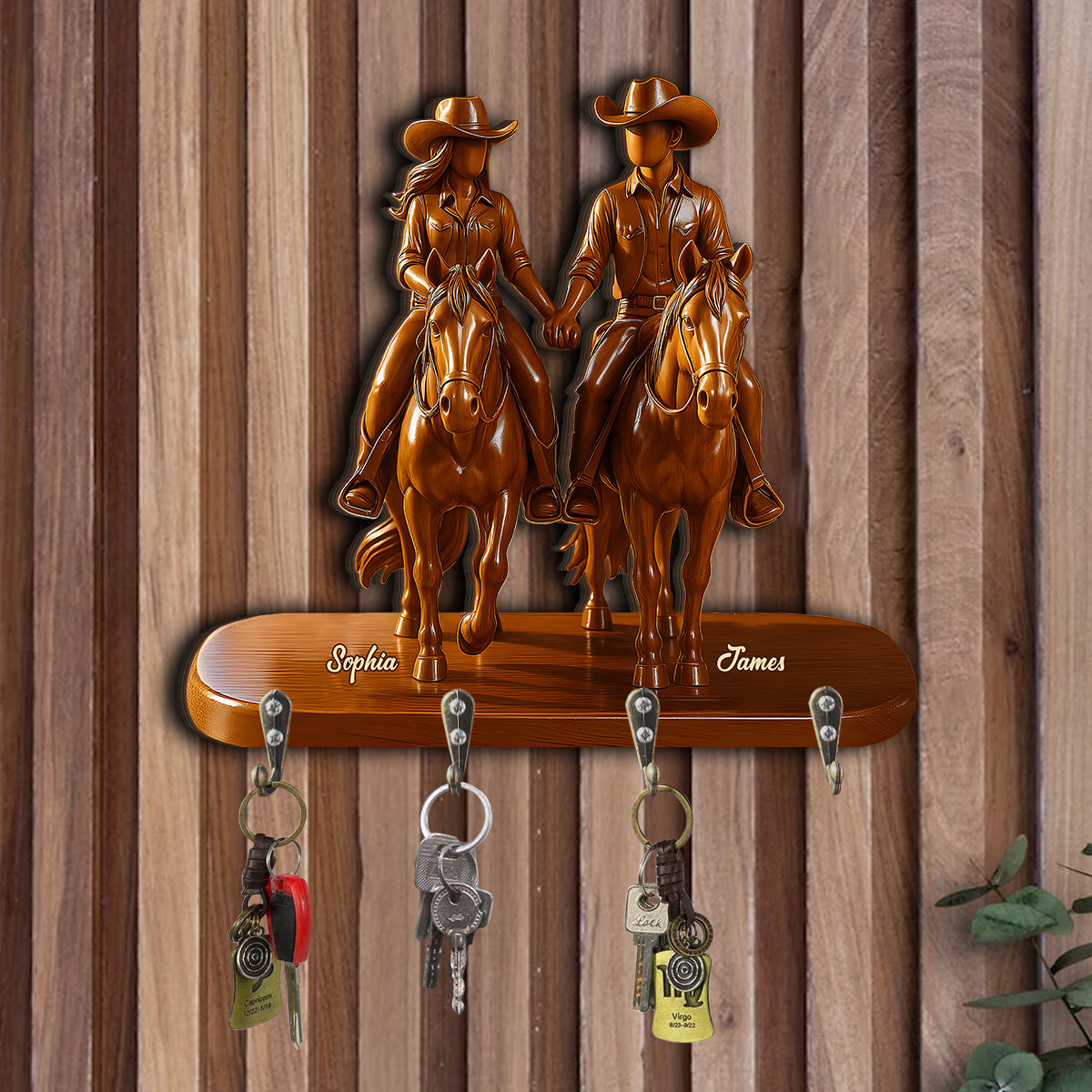 Riding Partners For Life - Personalized Cowgirl Custom Shaped Key Rack
