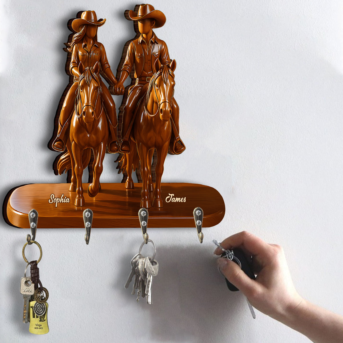 Riding Partners For Life - Personalized Cowgirl Custom Shaped Key Rack