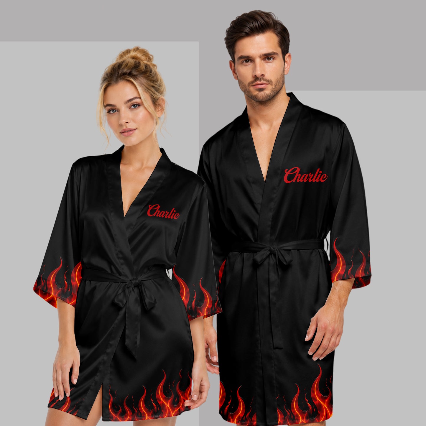 Naughty Devil - Personalized Spicy Couple Satin Robe