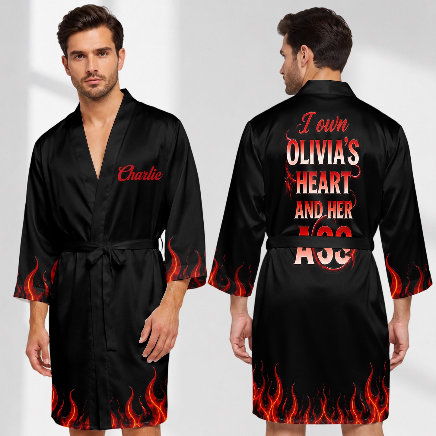 Naughty Devil - Personalized Spicy Couple Satin Robe