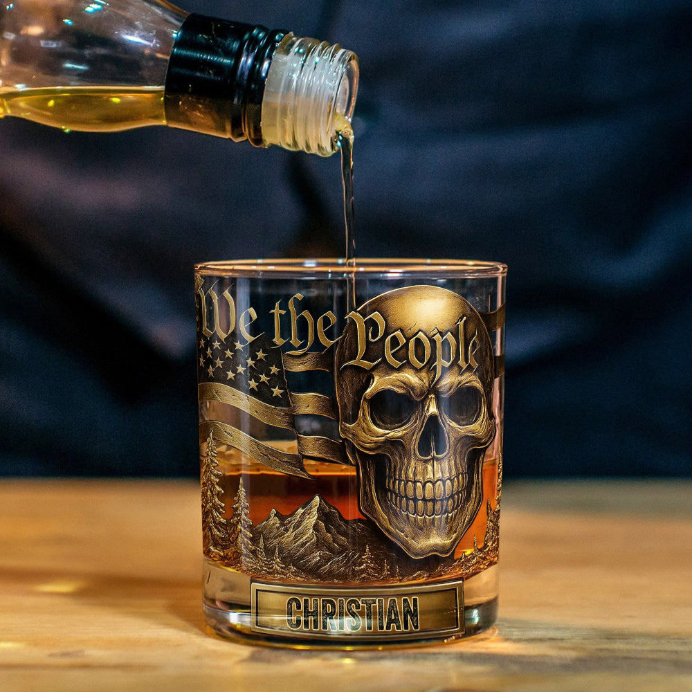 We the People - Personalized Skull Whiskey Glass
