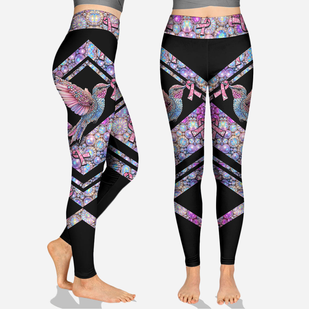 Pink Hummingbird - Personalized Breast Cancer Awareness Hoodie and Leggings