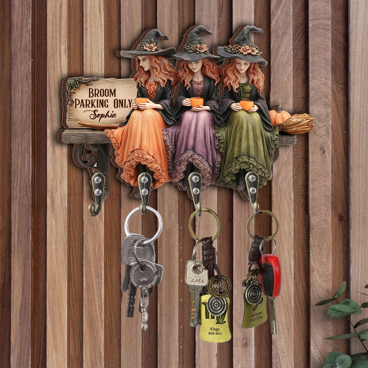 Bloom Parking - Personalized Witch Custom Shaped Key Rack
