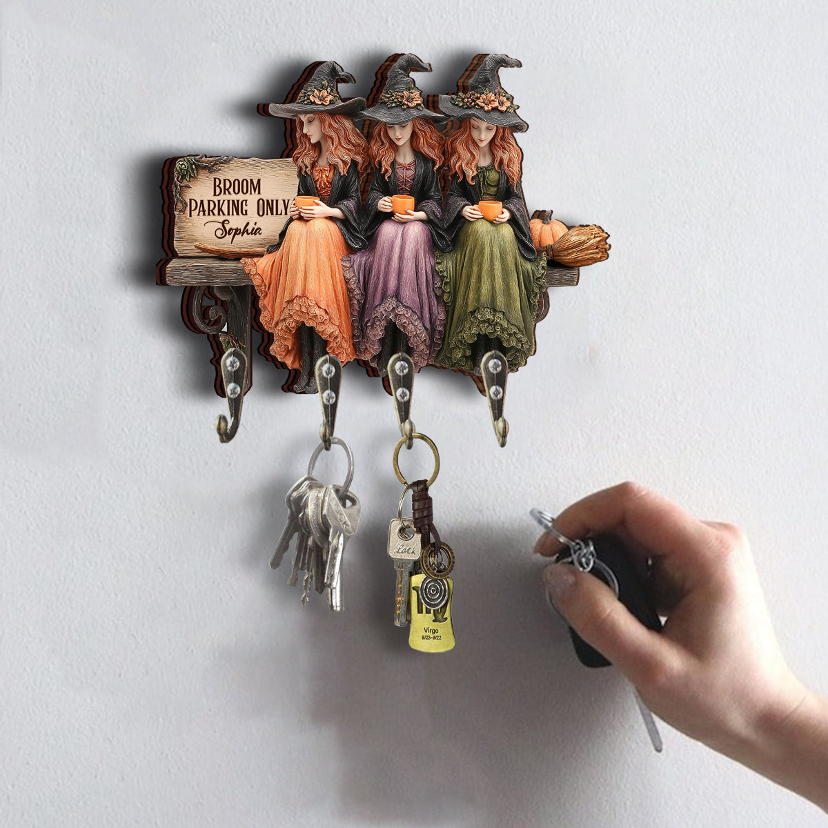 Bloom Parking - Personalized Witch Custom Shaped Key Rack
