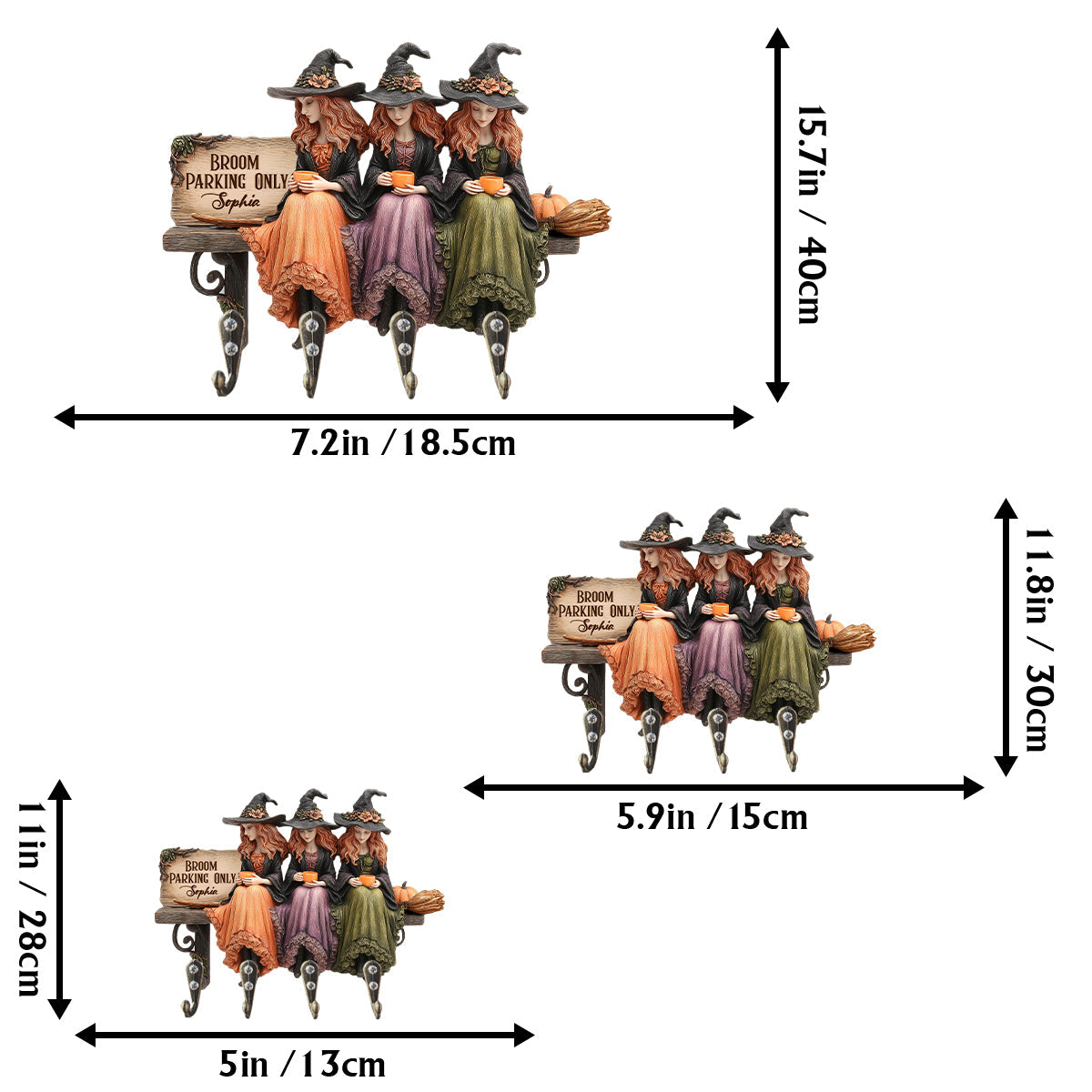 Bloom Parking - Personalized Witch Custom Shaped Key Rack