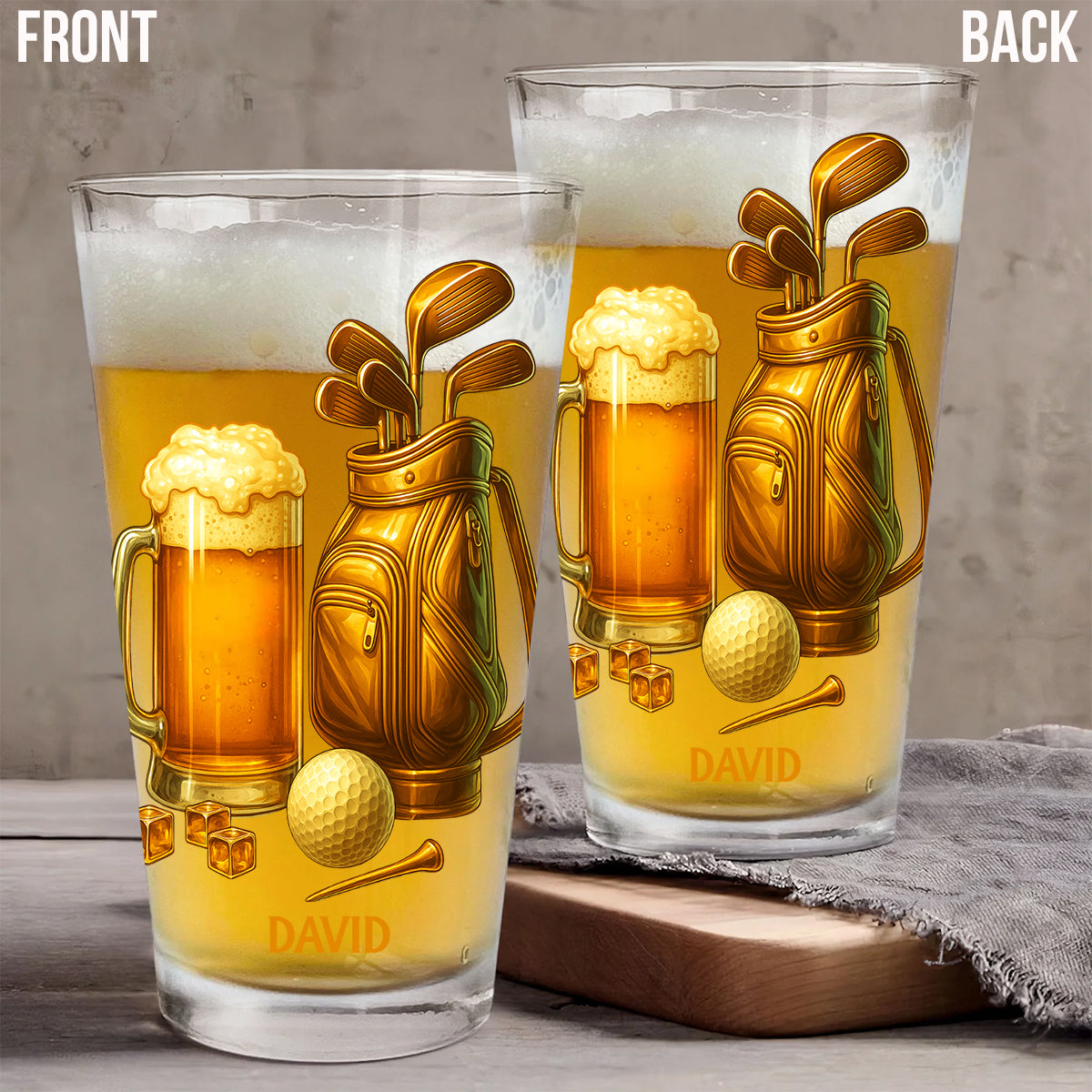 Beer & Golf - Personalized Golf Beer Glass