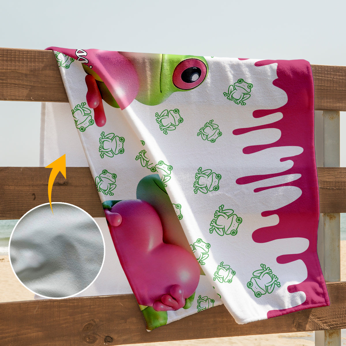 Cute Frog - Personalized Frog Quick-Dry Beach Towel/ Bath Towel