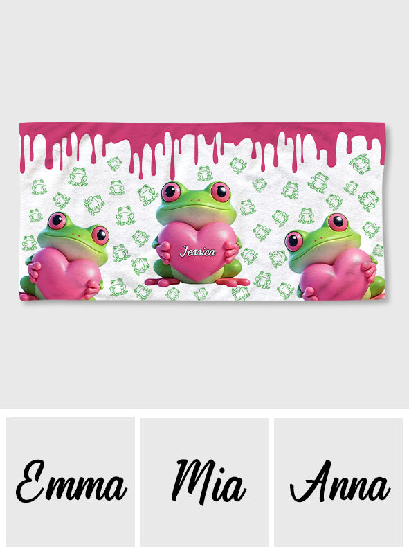 Cute Frog - Personalized Frog Quick-Dry Beach Towel/ Bath Towel