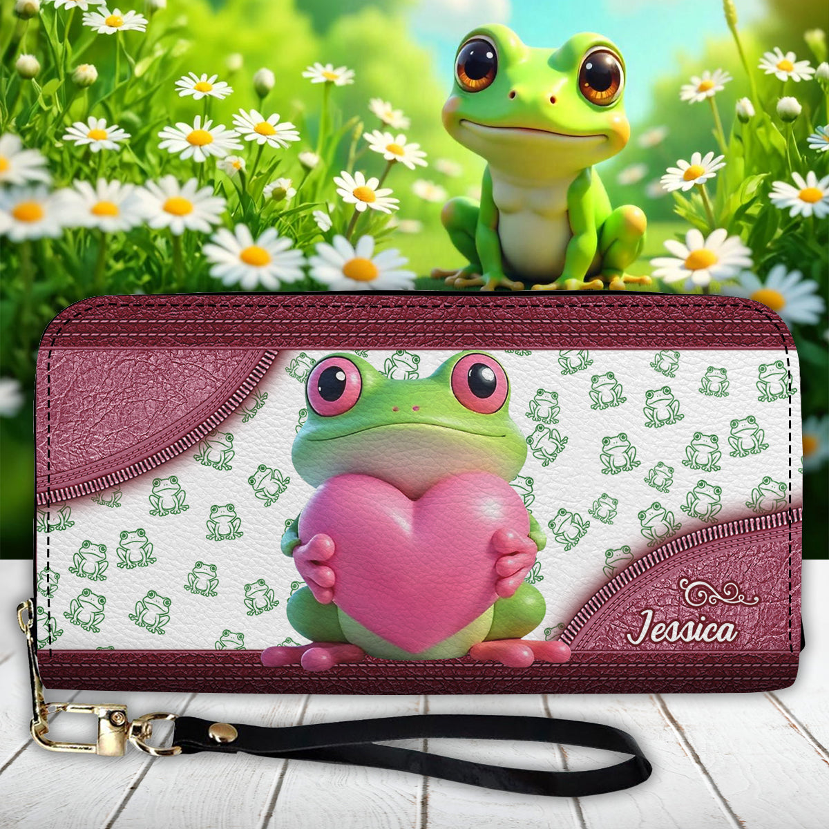 Love Frog - Personalized Frog Leather Long Wallet