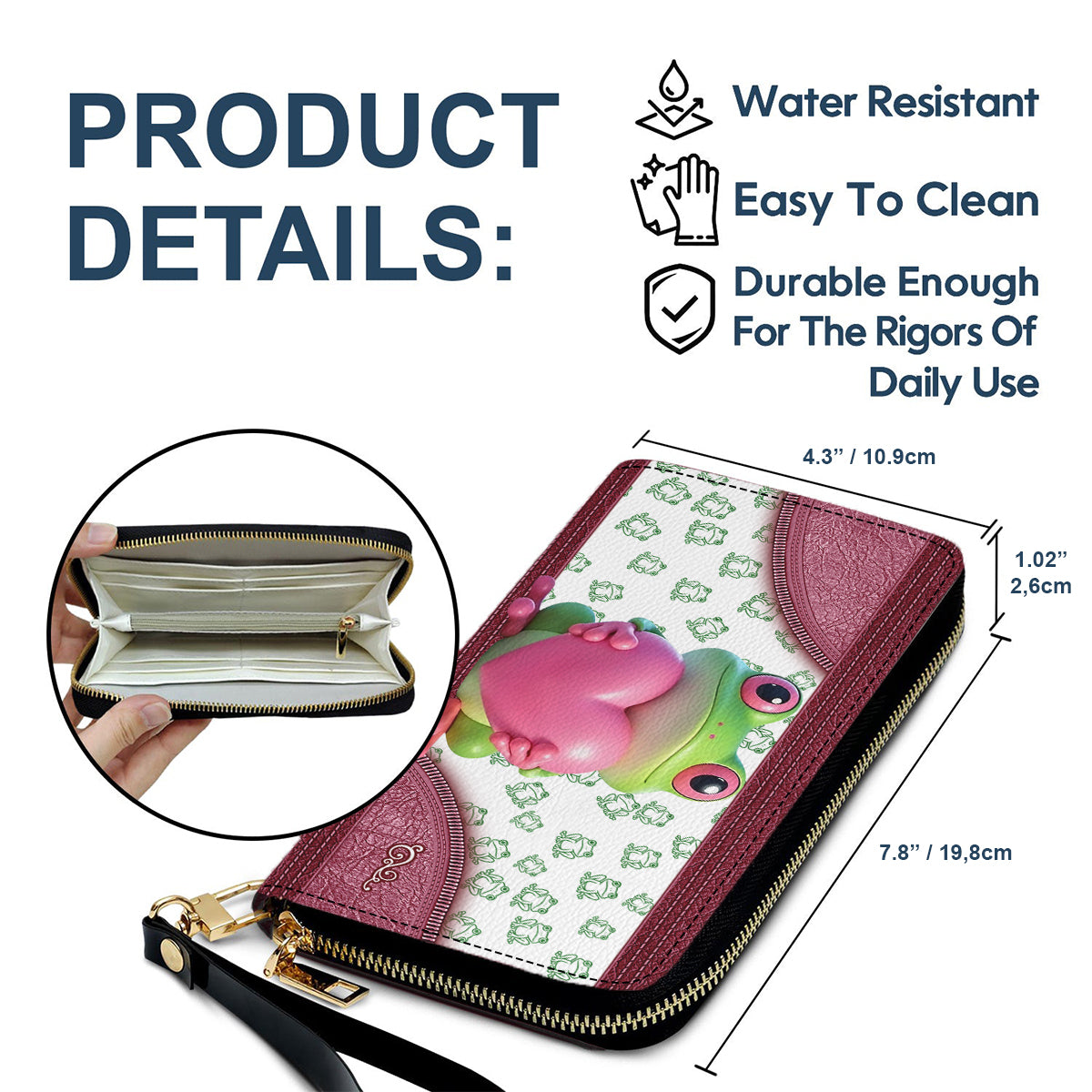 Love Frog - Personalized Frog Leather Long Wallet