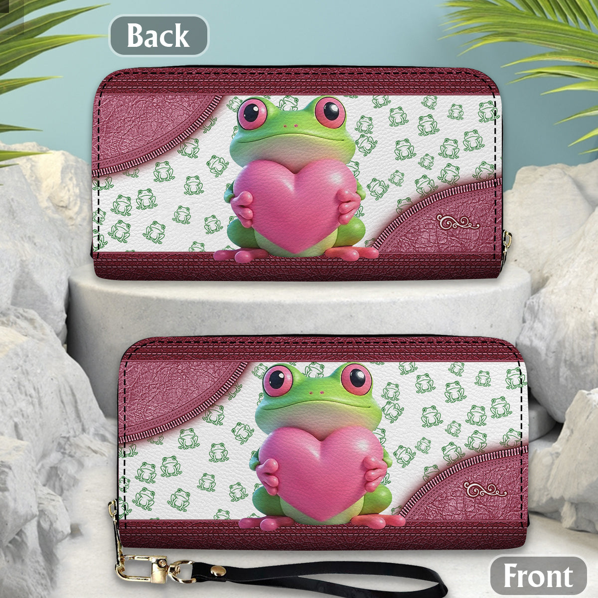 Love Frog - Personalized Frog Leather Long Wallet