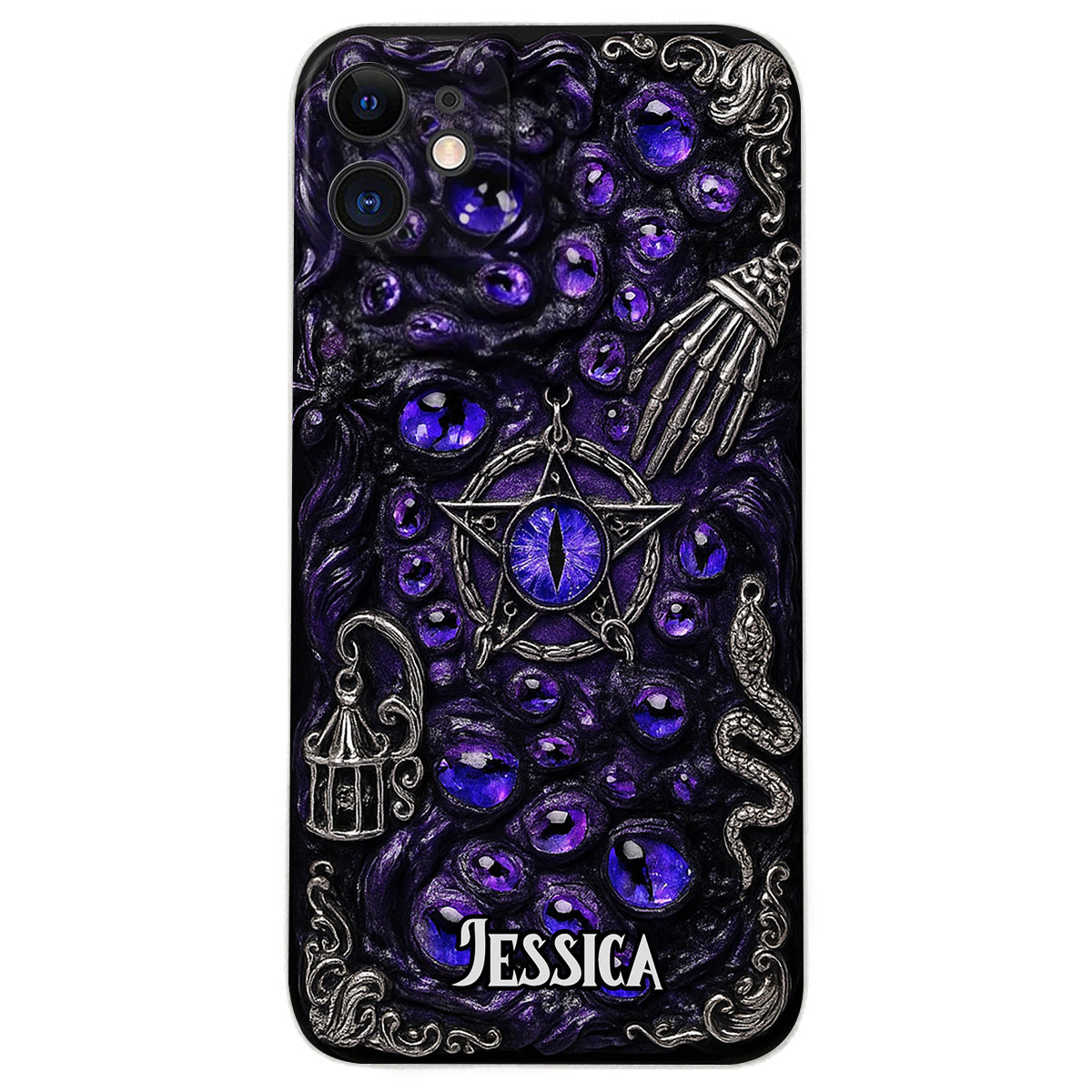 Gothic Pentacle Witchy Vibe - Personalized Witch Leather Phone Case