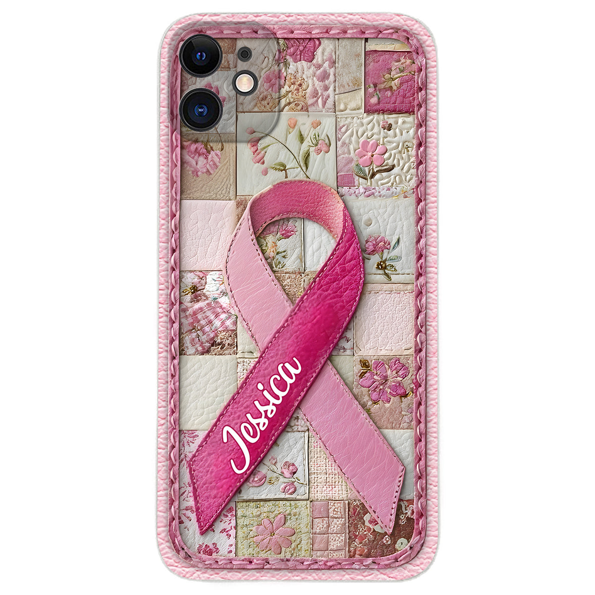 Breast Cancer Awareness - Personalized Breast Cancer Awareness Leather Phone Case
