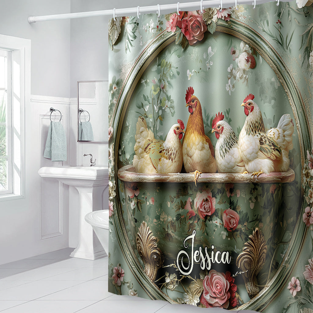 Floral Farm Animals - Personalized Farmer Bathroom Curtain & Mats Set