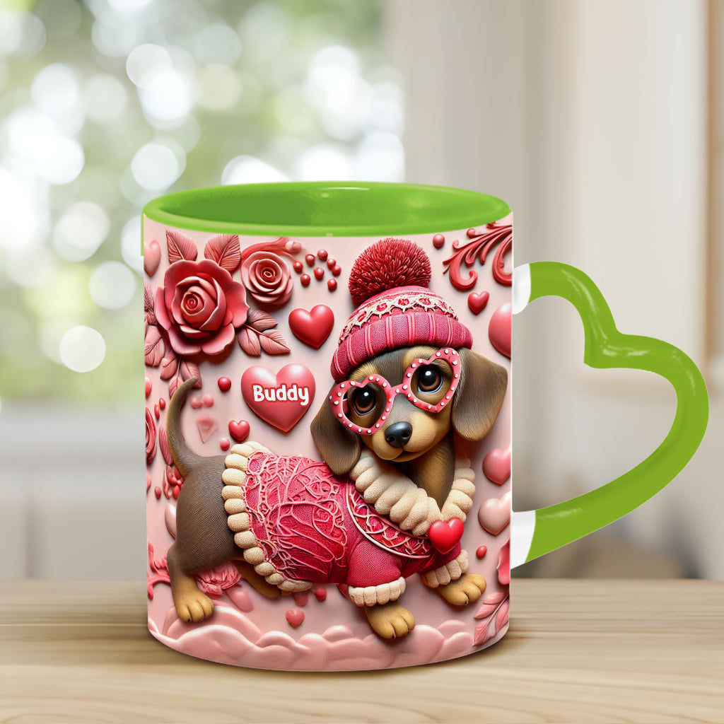 Valentine Dachshund - Personalized Dachshund Heart Handle Mug