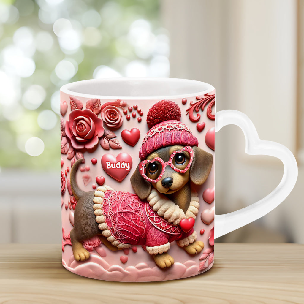 Valentine Dachshund - Personalized Dachshund Heart Handle Mug
