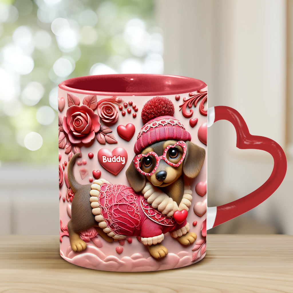 Valentine Dachshund - Personalized Dachshund Heart Handle Mug