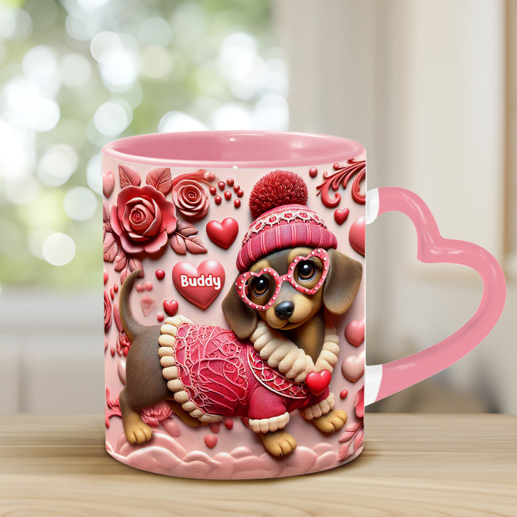 Valentine Dachshund - Personalized Dachshund Heart Handle Mug