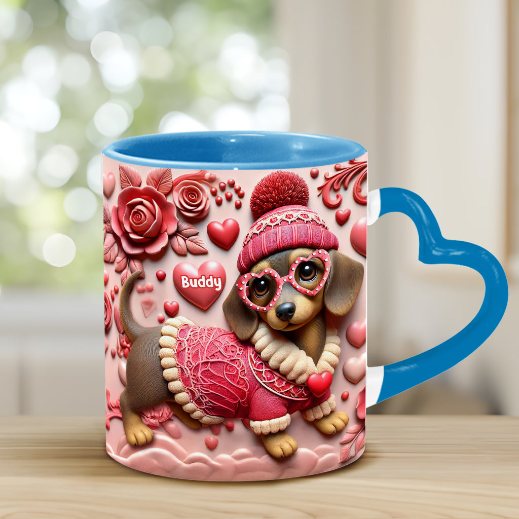 Valentine Dachshund - Personalized Dachshund Heart Handle Mug