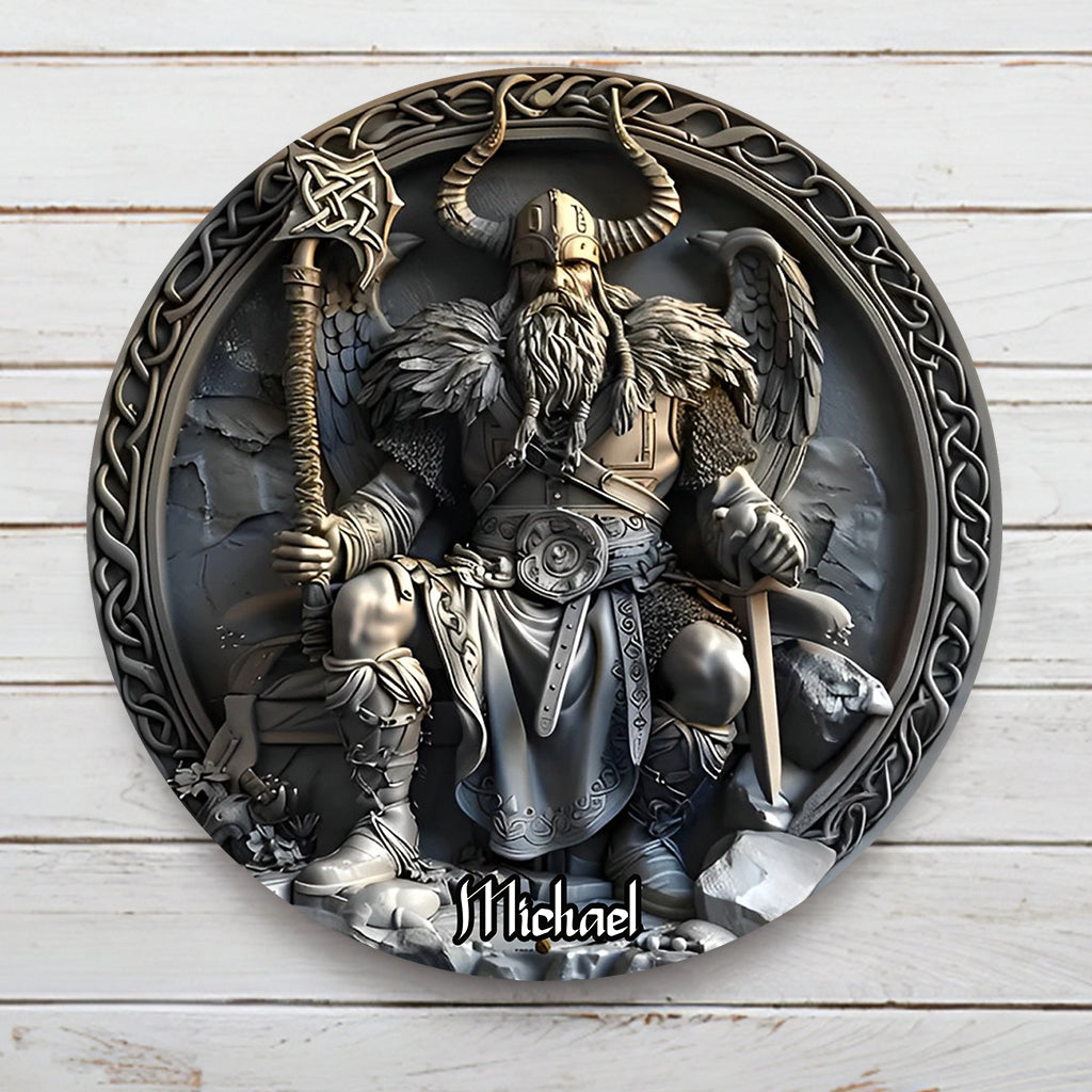 Viking - Personalized Viking Round Metal Sign