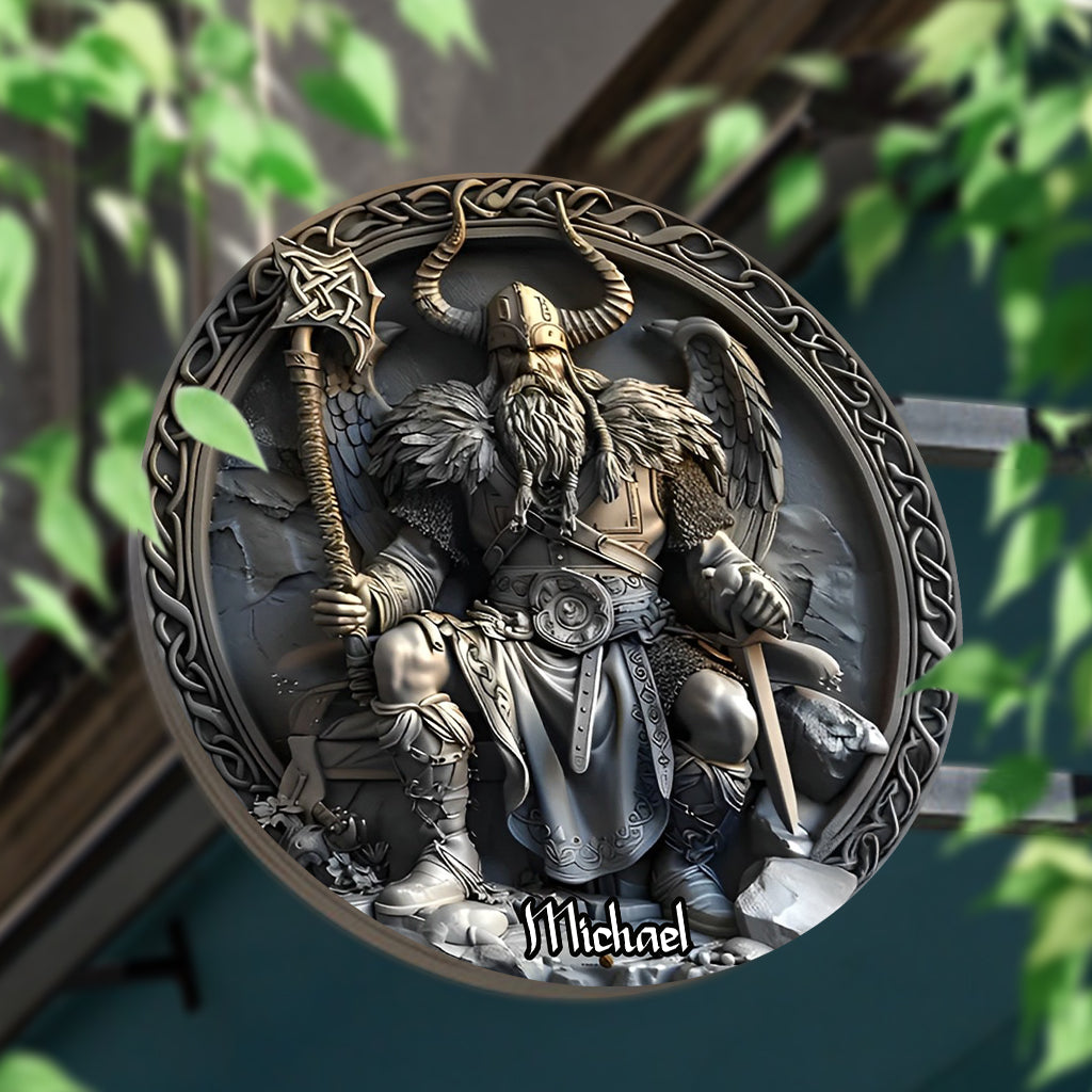 Viking - Personalized Viking Round Metal Sign