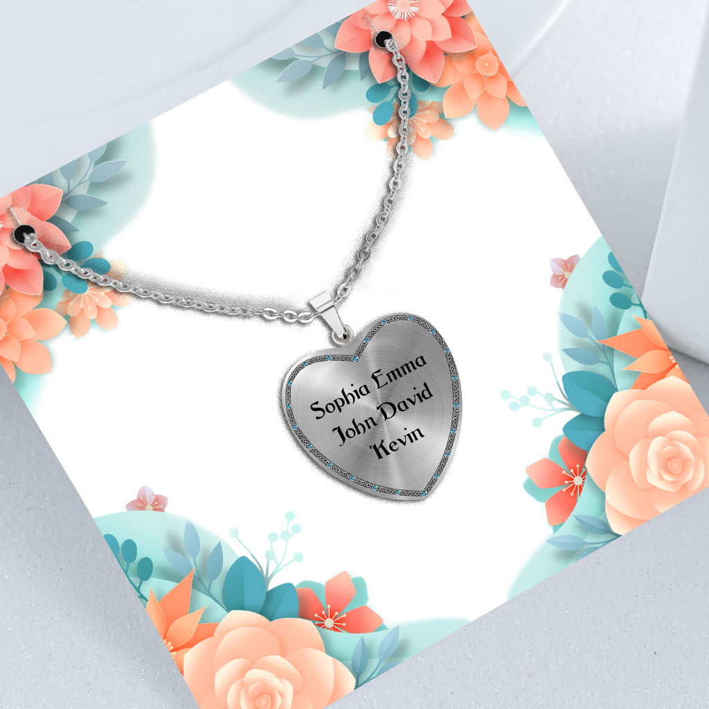 To The Moon And Back - Gift for grandma, mom, aunt - Personalized Heart Pendant Necklace