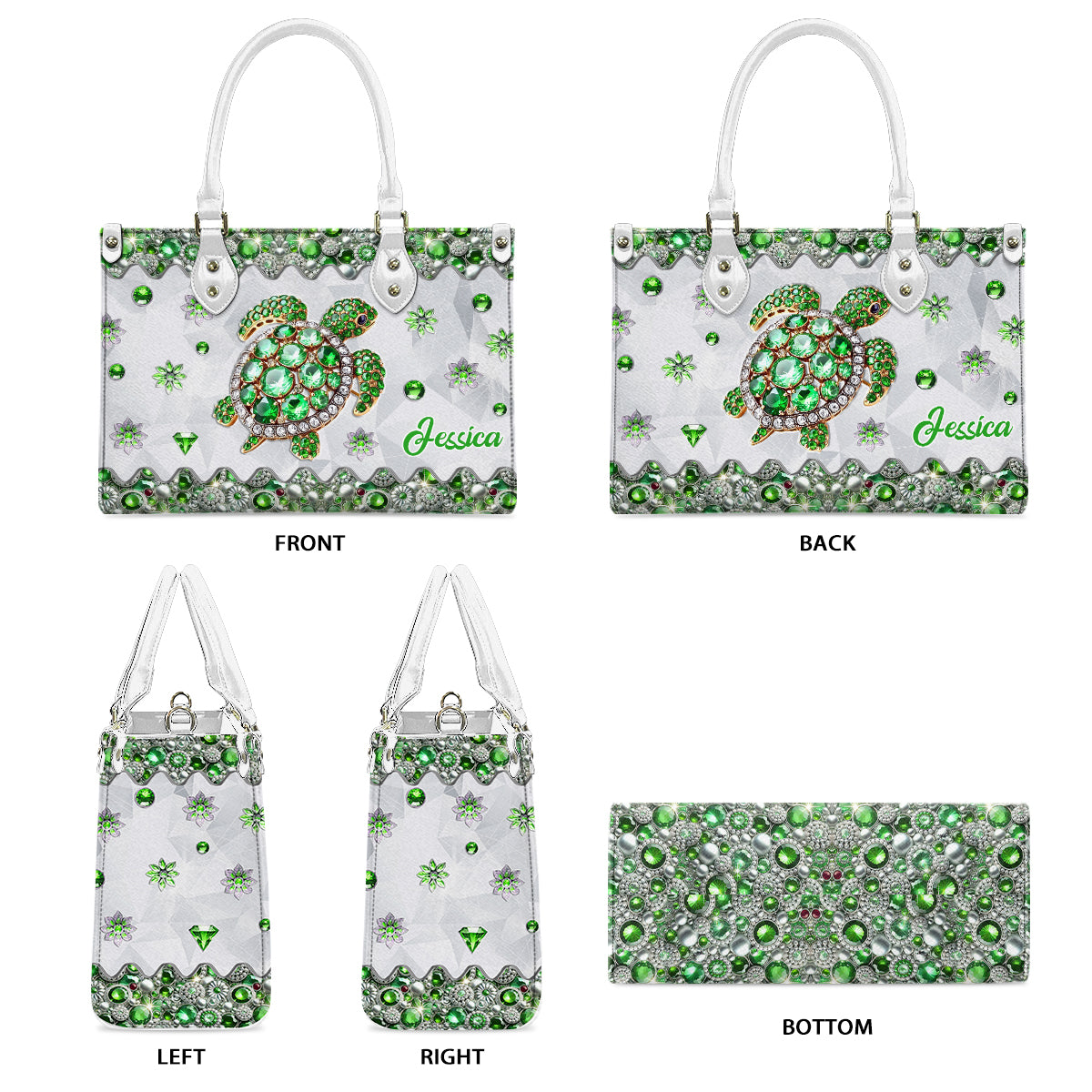 Love Turtles - Personalized Turtle Leather Handbag