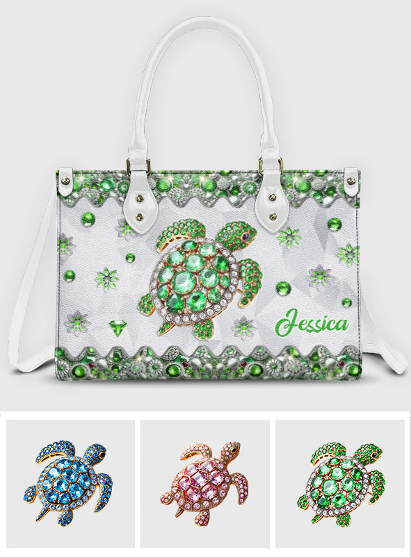 Love Turtles - Personalized Turtle Leather Handbag