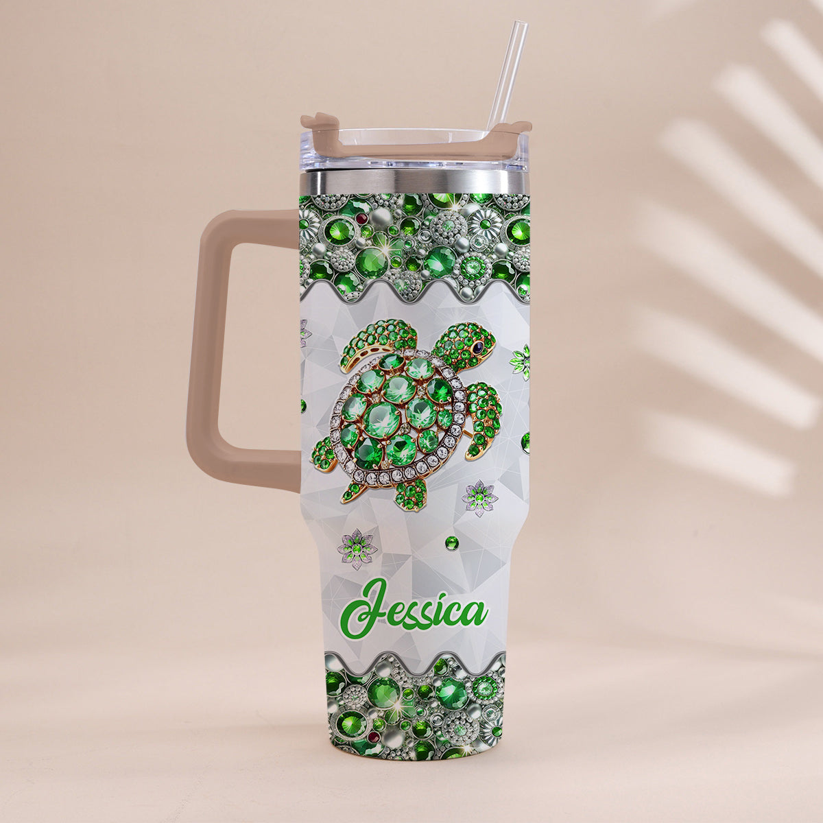 Love Turtles - Personalized Turtle Tumbler With Handle