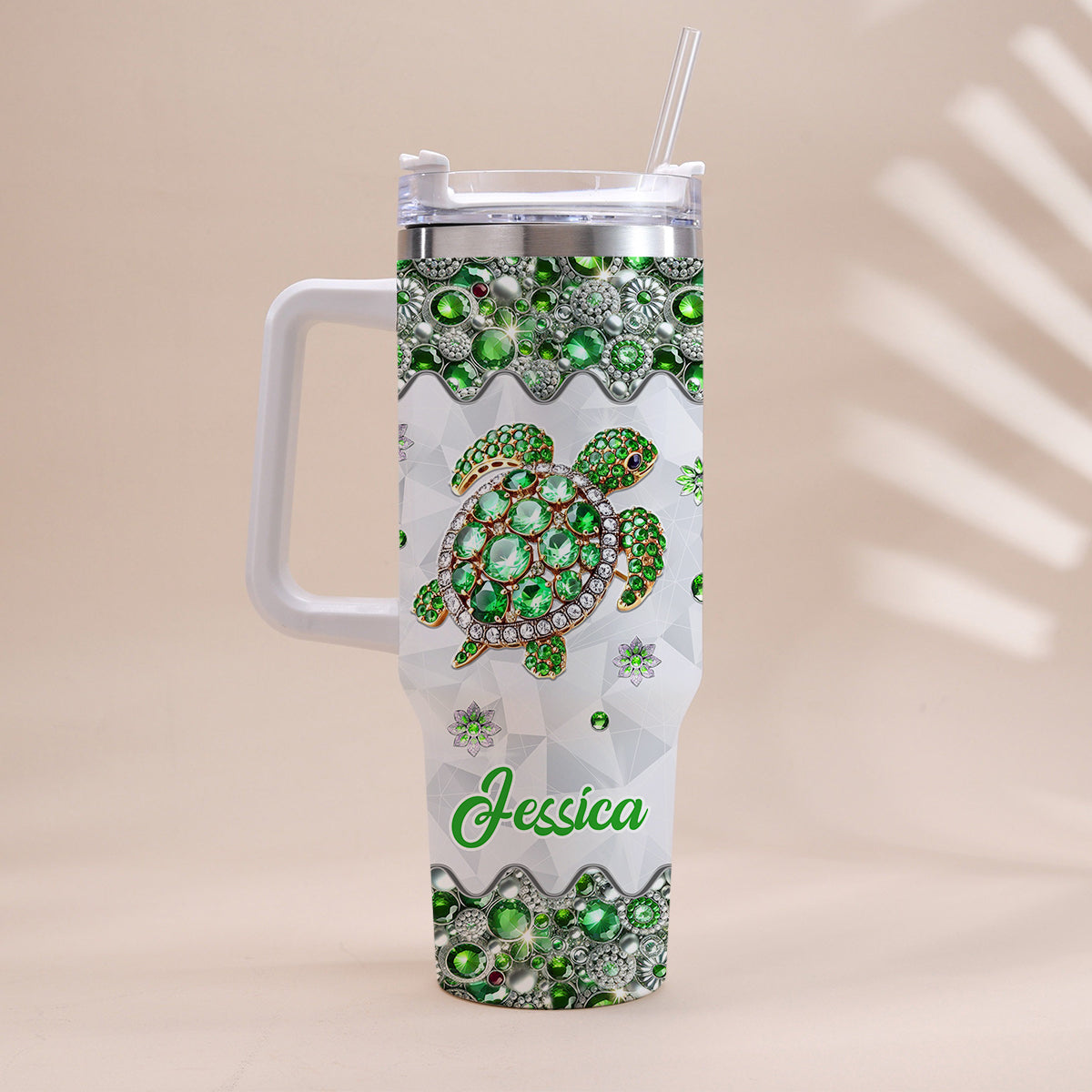 Love Turtles - Personalized Turtle Tumbler With Handle