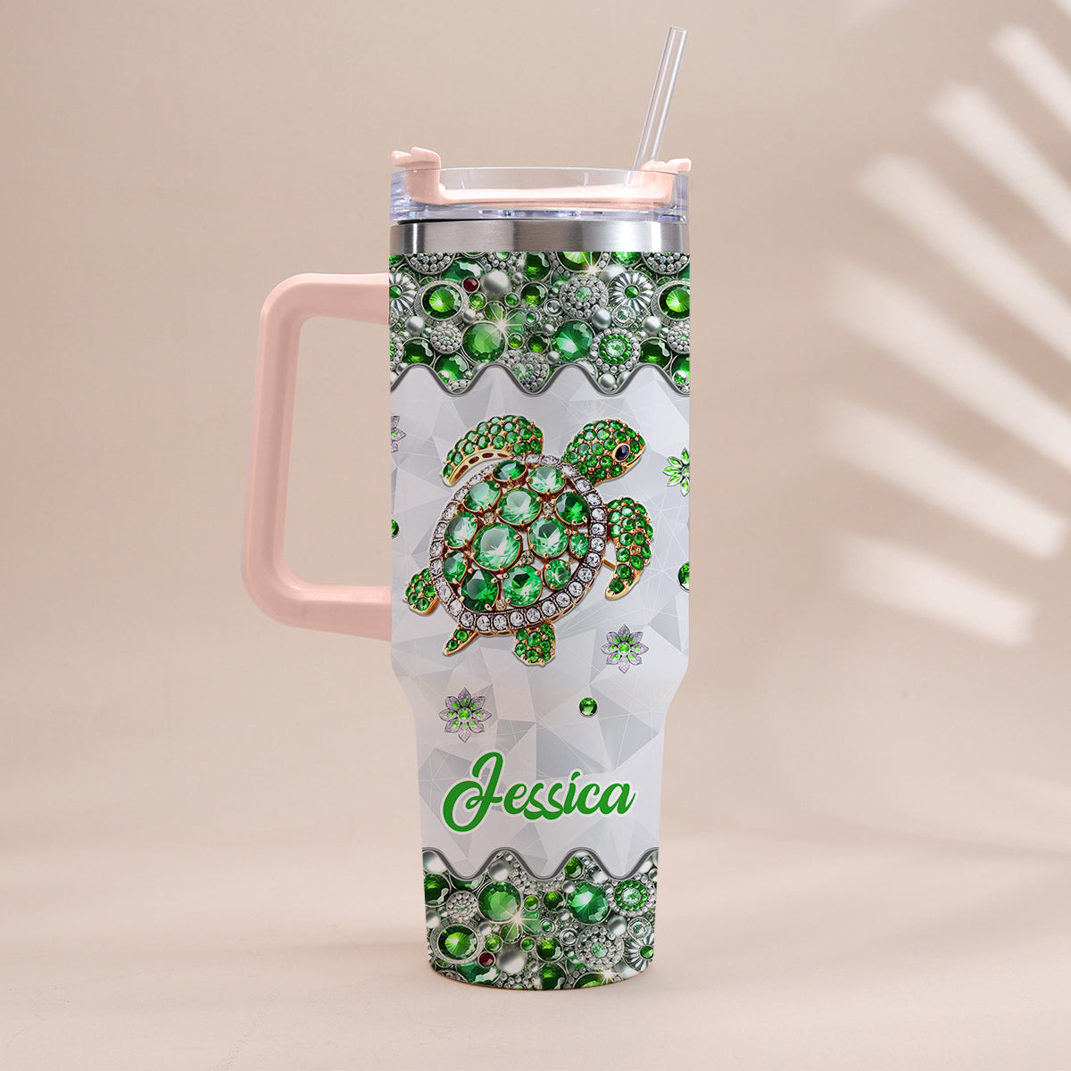 Love Turtles - Personalized Turtle Tumbler With Handle