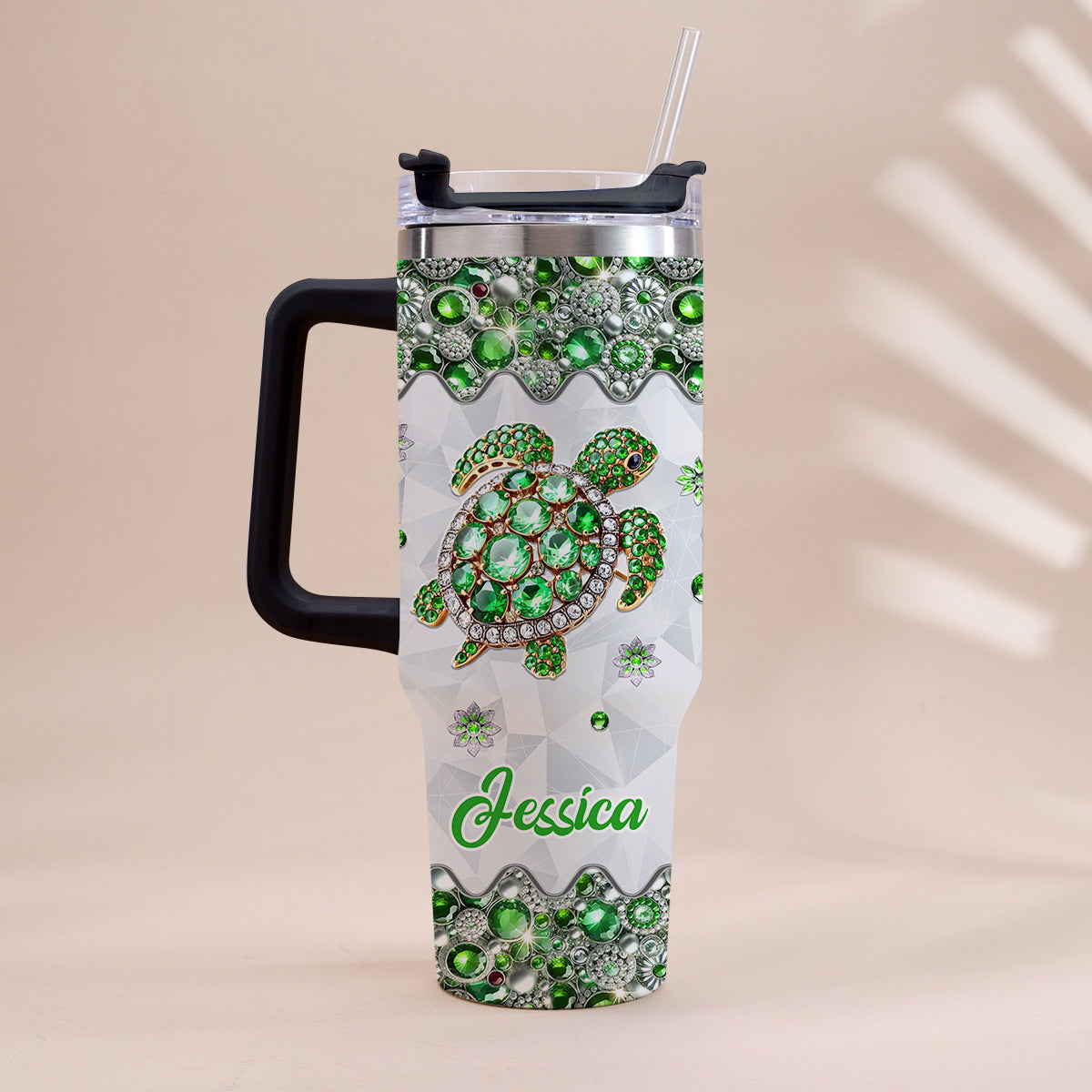 Love Turtles - Personalized Turtle Tumbler With Handle