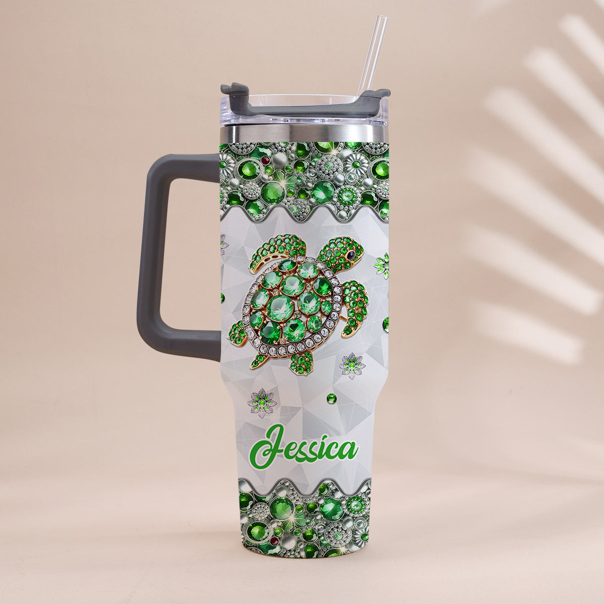 Love Turtles - Personalized Turtle Tumbler With Handle
