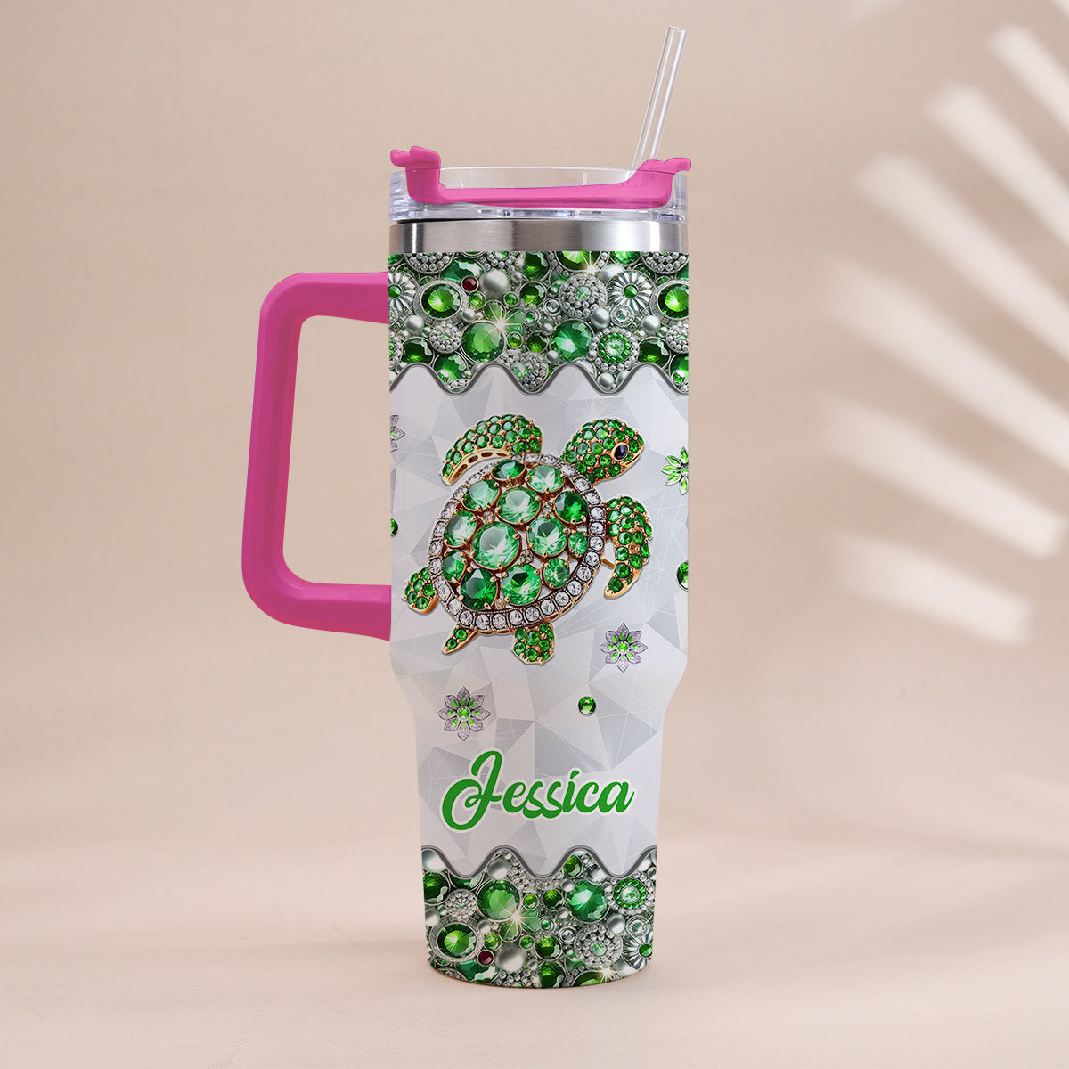 Love Turtles - Personalized Turtle Tumbler With Handle